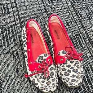 SPERRY SUEDE LEOPARD DRIVING LOAFERS WOMENS 8M